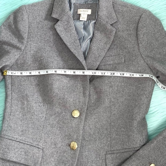 J Crew Mercantile Gray Wool Blend Blazer Jacket Gold Crest Buttons - Picture 5 of 7